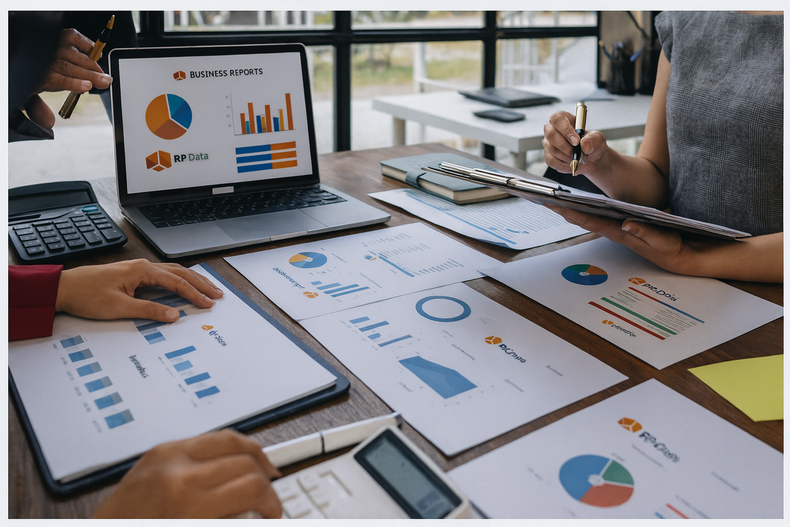 Australian mortgage broker reviewing RP Data property reports with clients in a Melbourne office | Find A Better Rate Home Loans