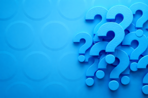 Blue 3D question marks representing common questions to ask a mortgage broker before starting the home loan process