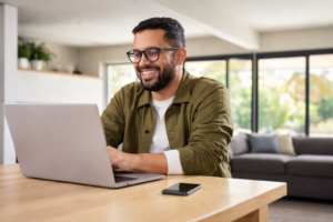 Person speaking with a mortgage broker online during a flexible virtual appointment